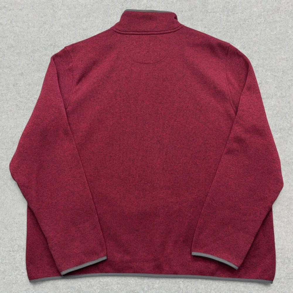 LL Bean Sweater Fleece Pullover Mens 3XL Tall Maroon Heather Snap Mock Neck